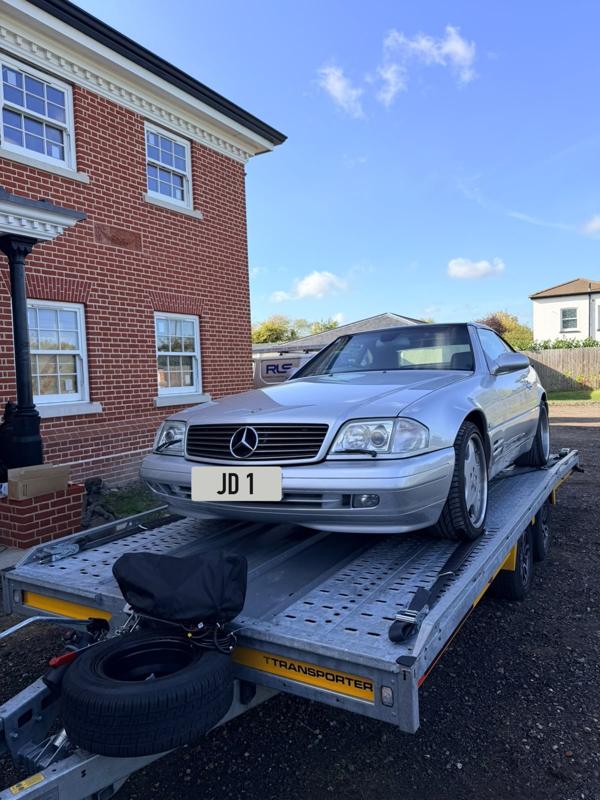 Mercedes SL on the car transporter