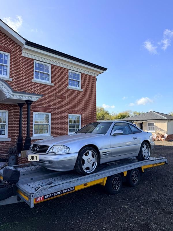 Mercedes SL on the car transporter