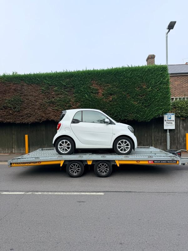 Smart car on the car transporter