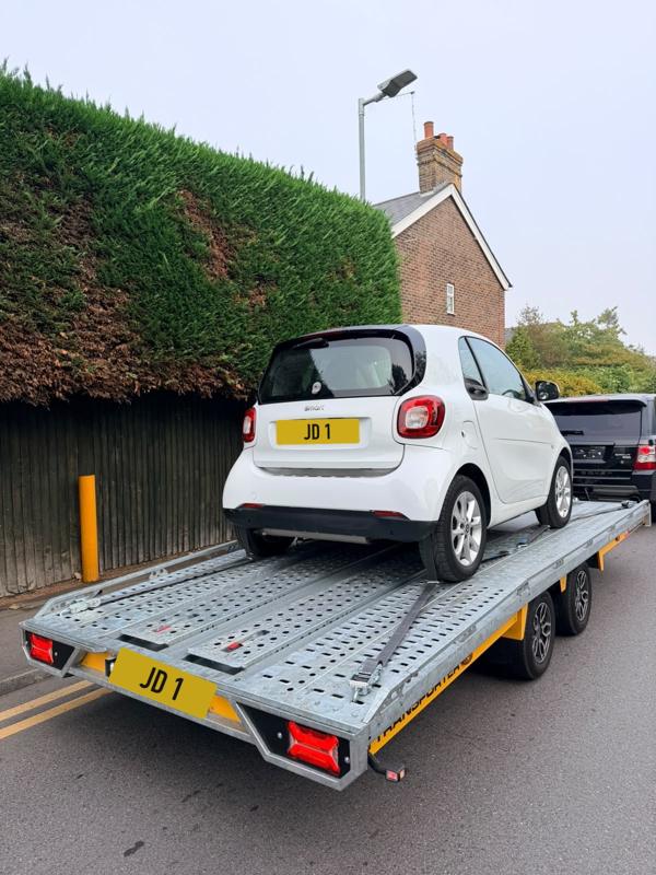 Smart car on the car transporter