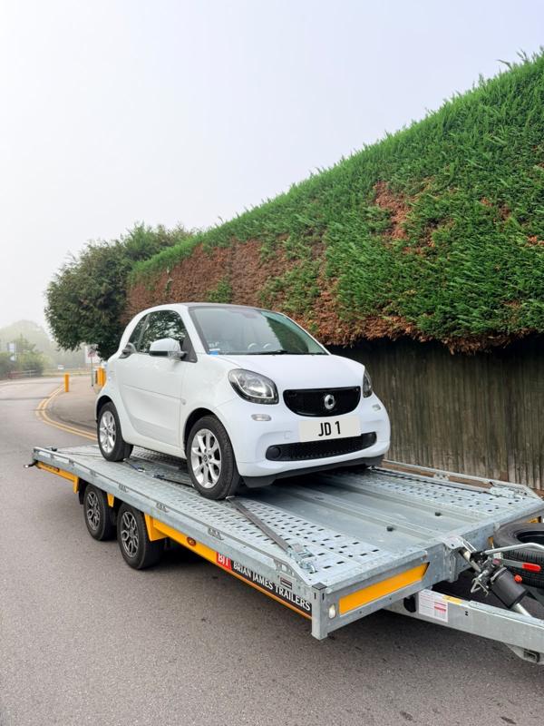 Smart car on the car transporter